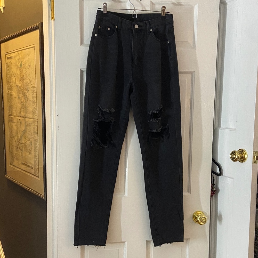 Shein Distressed Black Jeans